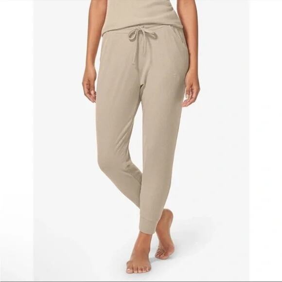 Tommy John Brushed Ribbed Jogger Pant Doeskin XL NWT Tie Waist Lounge PJ Travel - Picture 1 of 5